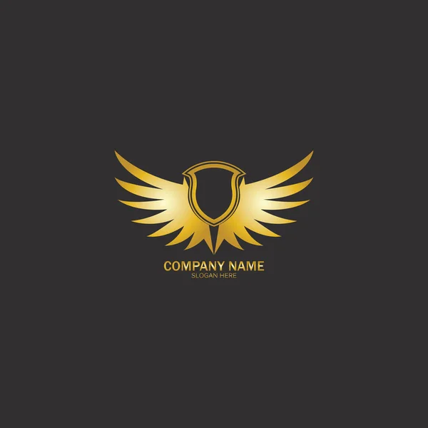 Winged Shield Gold Logo Design Symbol Vector Illustration Vector — Stock Vector