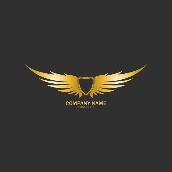 Winged Shield Gold Logo Design Symbol Vector Illustration Vector — Stock Vector