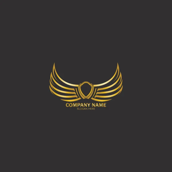 Winged Shield Gold Logo Design Symbol Vector Illustration Vector — Stock Vector