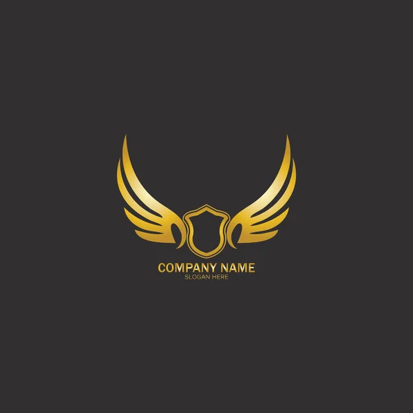 Escudo Alado Logotipo Ouro Design Símbolo Vetor Ilustração Vetor —  Vetores de Stock