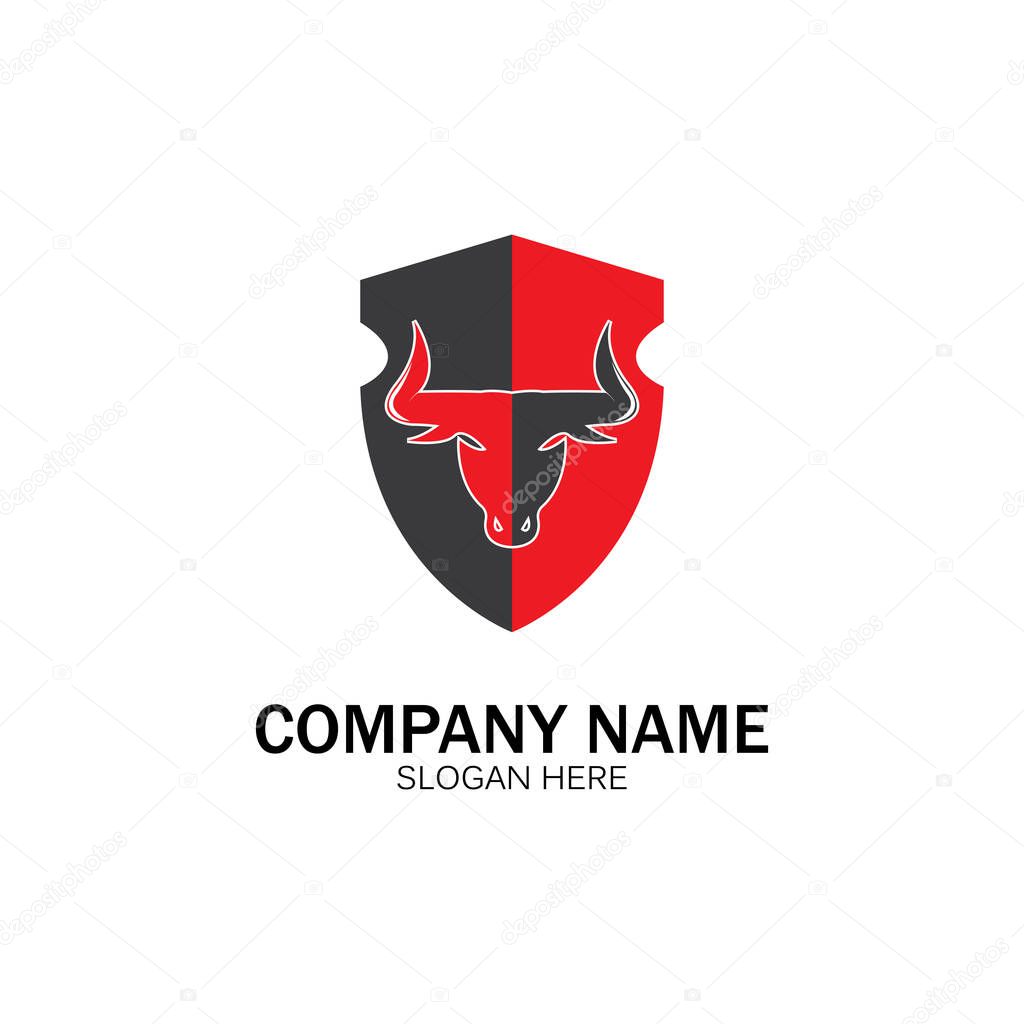 Creative angry shield bull head logo design symbol vector illustration-vector