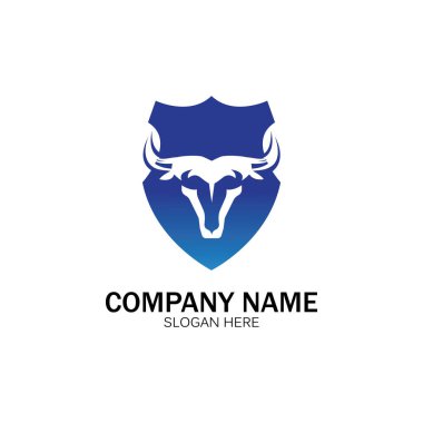 yaratıcı kızgın kalkan boğa başlı logo tasarımı vektör illüstrasyon vektörü