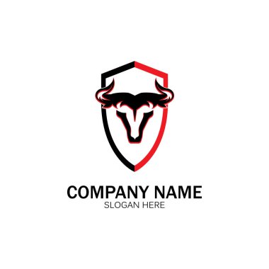 yaratıcı kızgın kalkan boğa başlı logo tasarımı vektör illüstrasyon vektörü