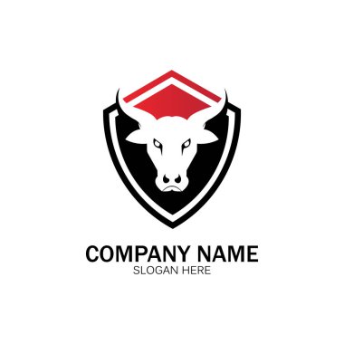 yaratıcı kızgın kalkan boğa başlı logo tasarımı vektör illüstrasyon vektörü