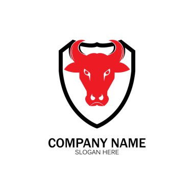 yaratıcı kızgın kalkan boğa başlı logo tasarımı vektör illüstrasyon vektörü