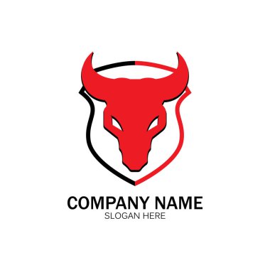 yaratıcı kızgın kalkan boğa başlı logo tasarımı vektör illüstrasyon vektörü