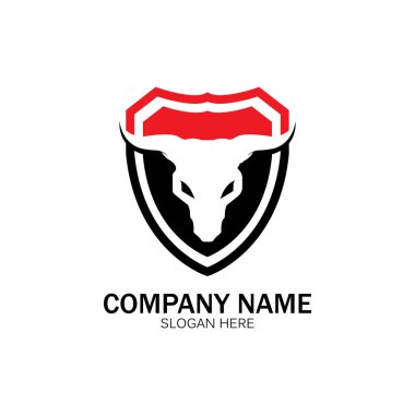 yaratıcı kızgın kalkan boğa başlı logo tasarımı vektör illüstrasyon vektörü