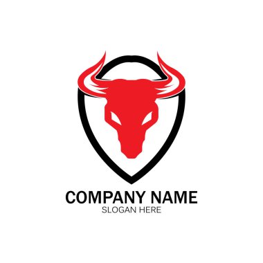 yaratıcı kızgın kalkan boğa başlı logo tasarımı vektör illüstrasyon vektörü