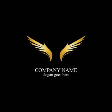 kanatlar altın logo vektör çizimi şablon-vektör