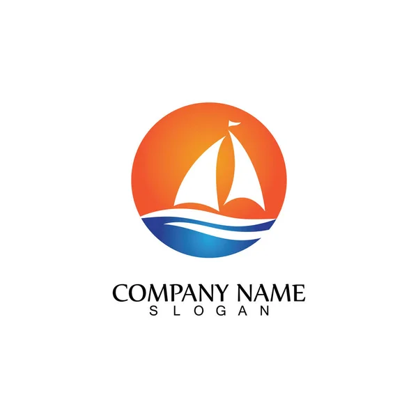 Ozean Kreuzfahrt Lineare Schiffsilhouette Einfache Lineare Logo Vektor — Stockvektor