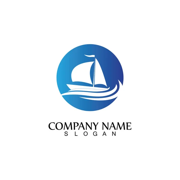 Bateau Linéaire Croisière Océanique Silhouette Simple Linéaire Logo Vecteur — Image vectorielle