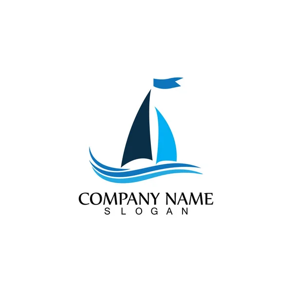 Ocean Rejs Liniowy Statek Sylwetka Proste Liniowe Logo Wektor — Wektor stockowy