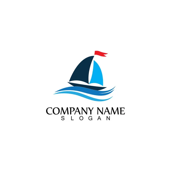 Océano Crucero Lineal Barco Silueta Simple Lineal Logo Vector — Vector de stock