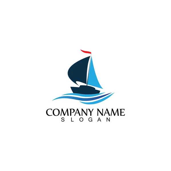 Océano Crucero Lineal Barco Silueta Simple Lineal Logo Vector — Vector de stock