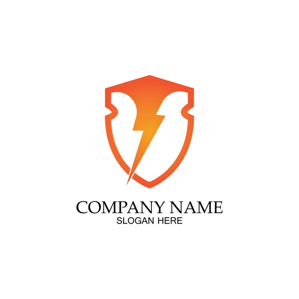 Logo Vecteur Bouclier Tonnerre Template Graphique Adapté Pour Les Entreprises — Image vectorielle