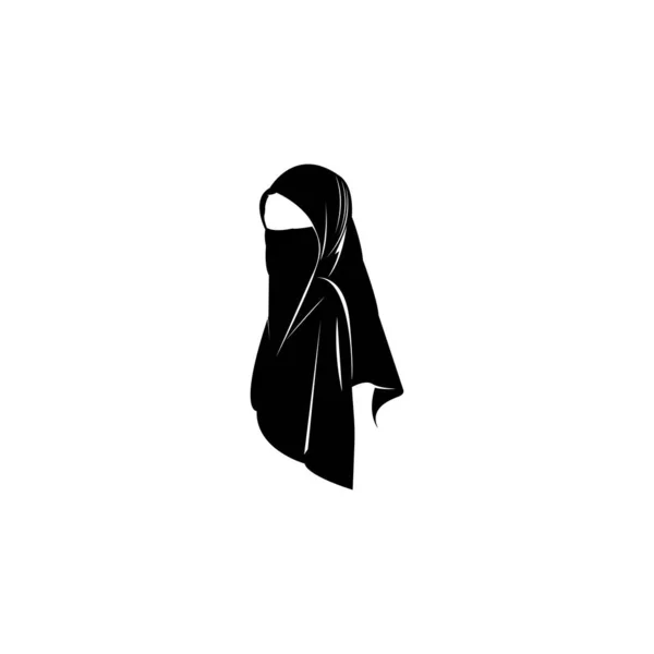 Hijab Mulheres Preto Ícones Vetor Silhueta App Vetor — Vetor de Stock
