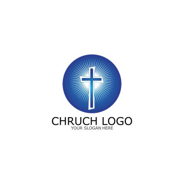 Logo kilisesi. Hıristiyan sembolü, İncil ve İsa Mesih vektörünün haçı.