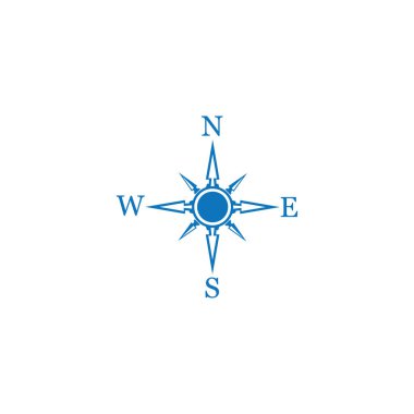 pusula simgesi arkaplanda izole edildi. Modern düz pusula pictogram, iş, pazarlama, internet konsepti. Web sitesi tasarımı veya mobil uygulaması için basit vektör sembolü. Logo illüstrasyonu.