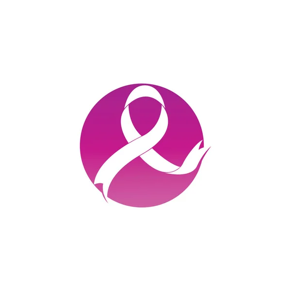 Consciência Câncer Mama Logotipo Fita Vetor Modelo Vetor — Vetor de Stock