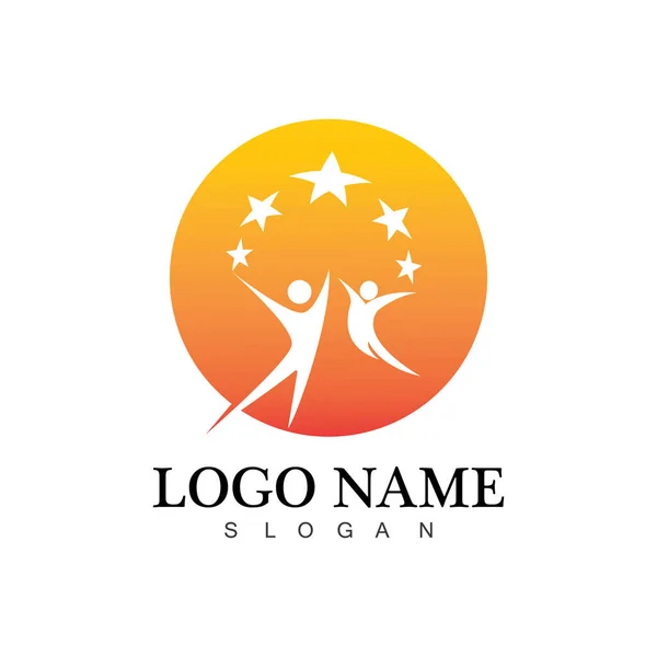 Menschen Erfolg Menschen Pflege Logo Und Symbol Vorlage — Stockvektor