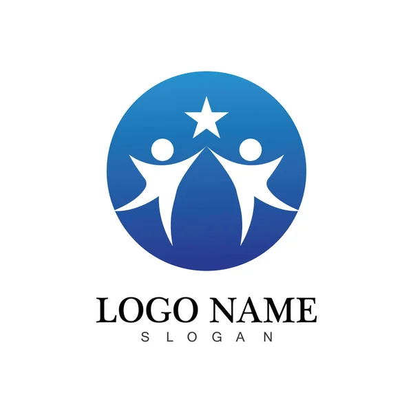Menschen Erfolg Menschen Pflege Logo Und Symbol Vorlage — Stockvektor
