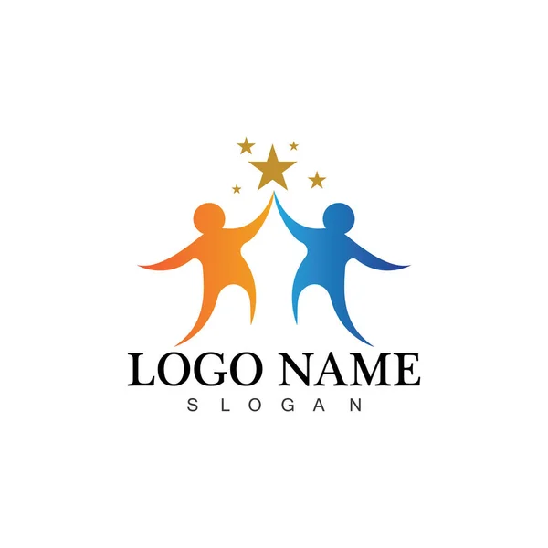 Human People Success People Care Logo Symbol Template — Stock Vector