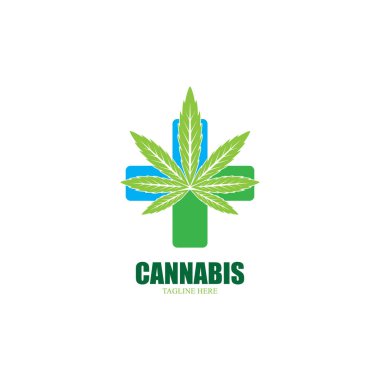 Esrar marihuana yaprağı ikon vektör illüstrasyonu