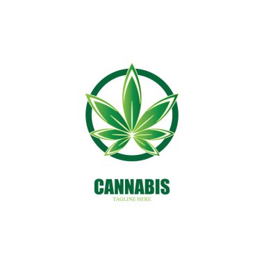 Esrar marihuana yaprağı ikon vektör illüstrasyonu