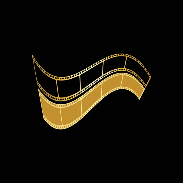 Golden Film Strip Isolated Black Background Vector Illustration — Stock Vector