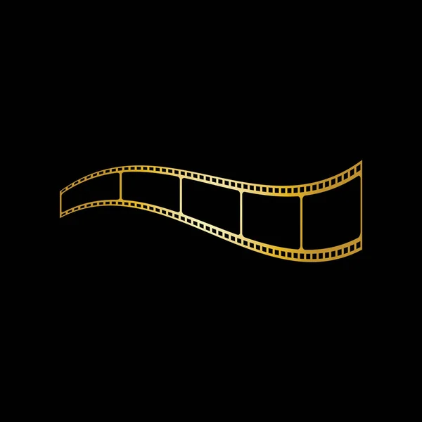 Golden Film Strip Isolated Black Background Vector Illustration — Stock Vector