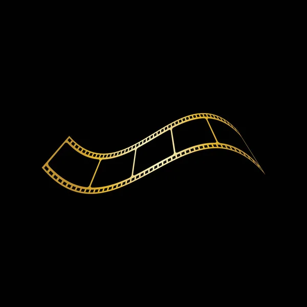 Golden Film Strip Isolated Black Background Vector Illustration — 图库矢量图片