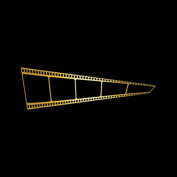 Golden Film Strip Isolerad Black Bakgrund Vector Illustrering — Stock vektor