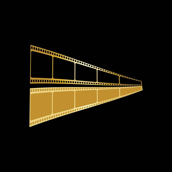 ブラックをベースにしたゴールデンフィルムのストライプ ベクターイラスト — ストックベクタ
