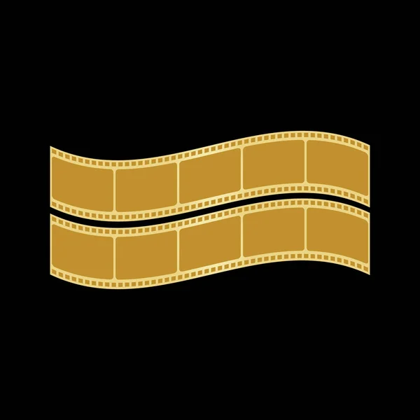 Golden Film Strip Isolerad Black Bakgrund Vector Illustrering — Stock vektor