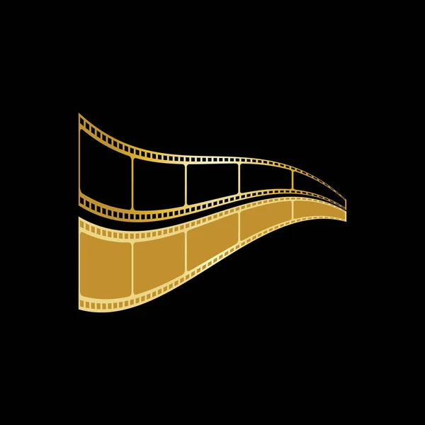 Golden Film Strip Isolated Black Background Vector Illustration — Stock Vector