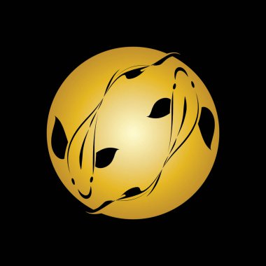 altın balık ve yin yang logo vektör ikonu tasarım şablonu