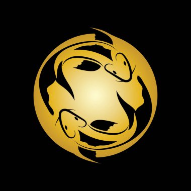 altın balık ve yin yang logo vektör ikonu tasarım şablonu