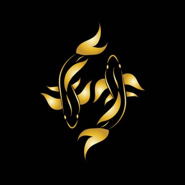 altın balık ve yin yang logo vektör ikonu tasarım şablonu