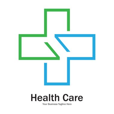 Modern çapraz logo. Sağlık, tıbbi simge şablonu - Vektör