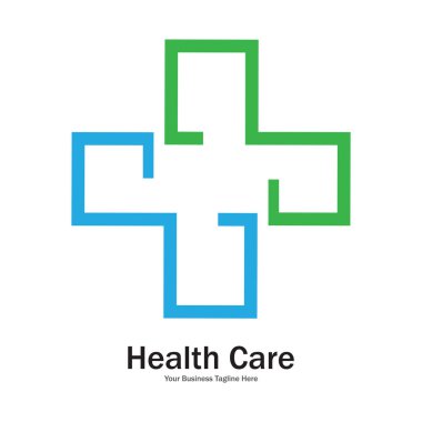 Modern çapraz logo. Sağlık, tıbbi simge şablonu - Vektör