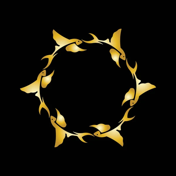 Altın Uçan Balık Logosu Ikon Tasarım Şablonu — Stok Vektör