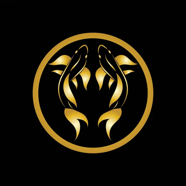 Peixe Ouro Yin Yang Logotipo Vetor Ícone Modelo Design — Vetor de Stock