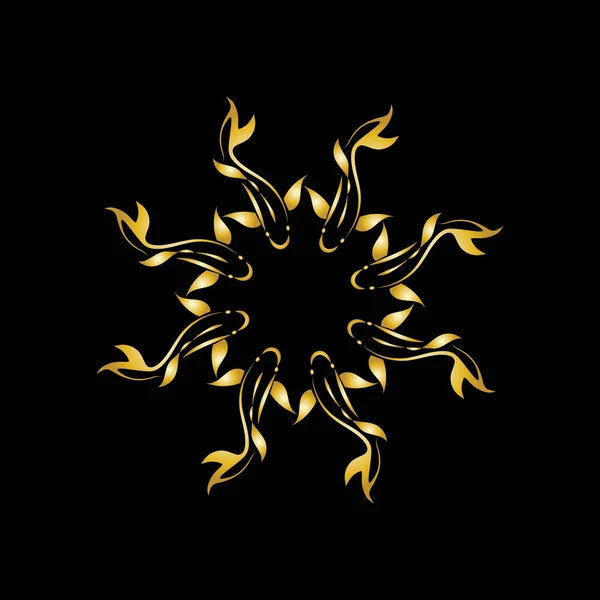 Zlatá Ryba Yin Yang Logo Vektorové Ikony Design Šablony — Stockový vektor