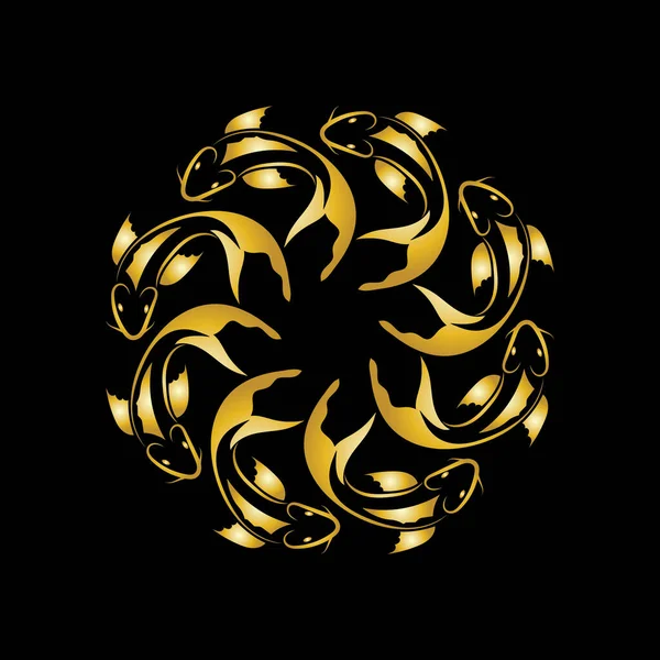 Altın Balık Yin Yang Logo Vektör Ikonu Tasarım Şablonu — Stok Vektör