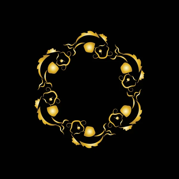 Zlatá Ryba Yin Yang Logo Vektorové Ikony Design Šablony — Stockový vektor