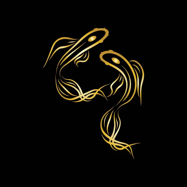 Gold Fish Yin Yang Logo Vector Icon Design Template — Stock Vector