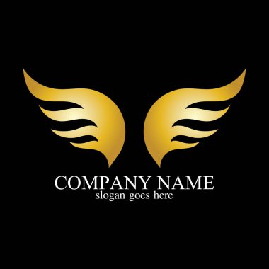 kanatlar altın logo vektör çizimi şablon-vektör