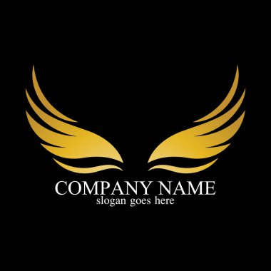 kanatlar altın logo vektör çizimi şablon-vektör