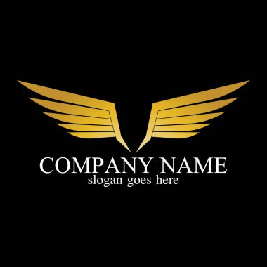 kanatlar altın logo vektör çizimi şablon-vektör