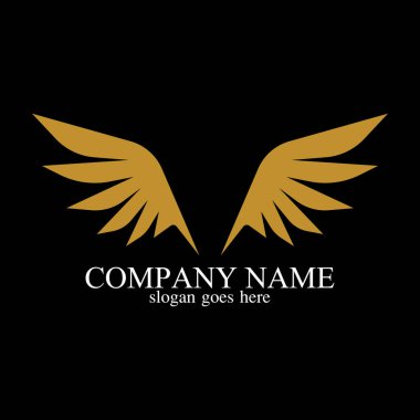 kanatlar altın logo vektör çizimi şablon-vektör